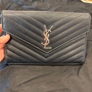 Saint Laurent Chevron Black Clutch